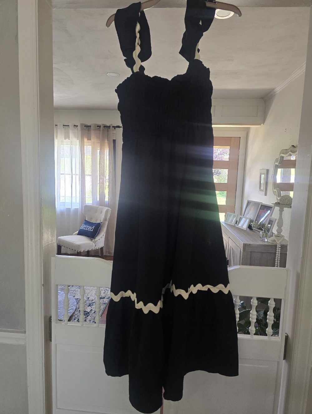 Black Sleeveless Midi Dress with Contrast Trim